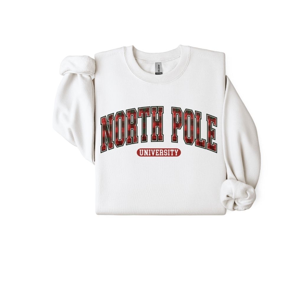 North pole university Sweatshirt- Plaid