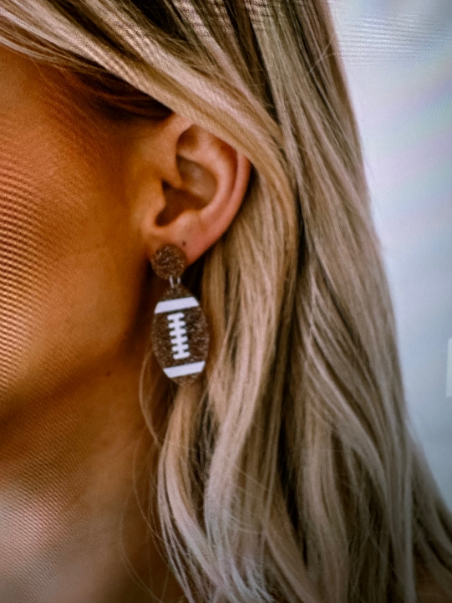 Acrylic football earrings
