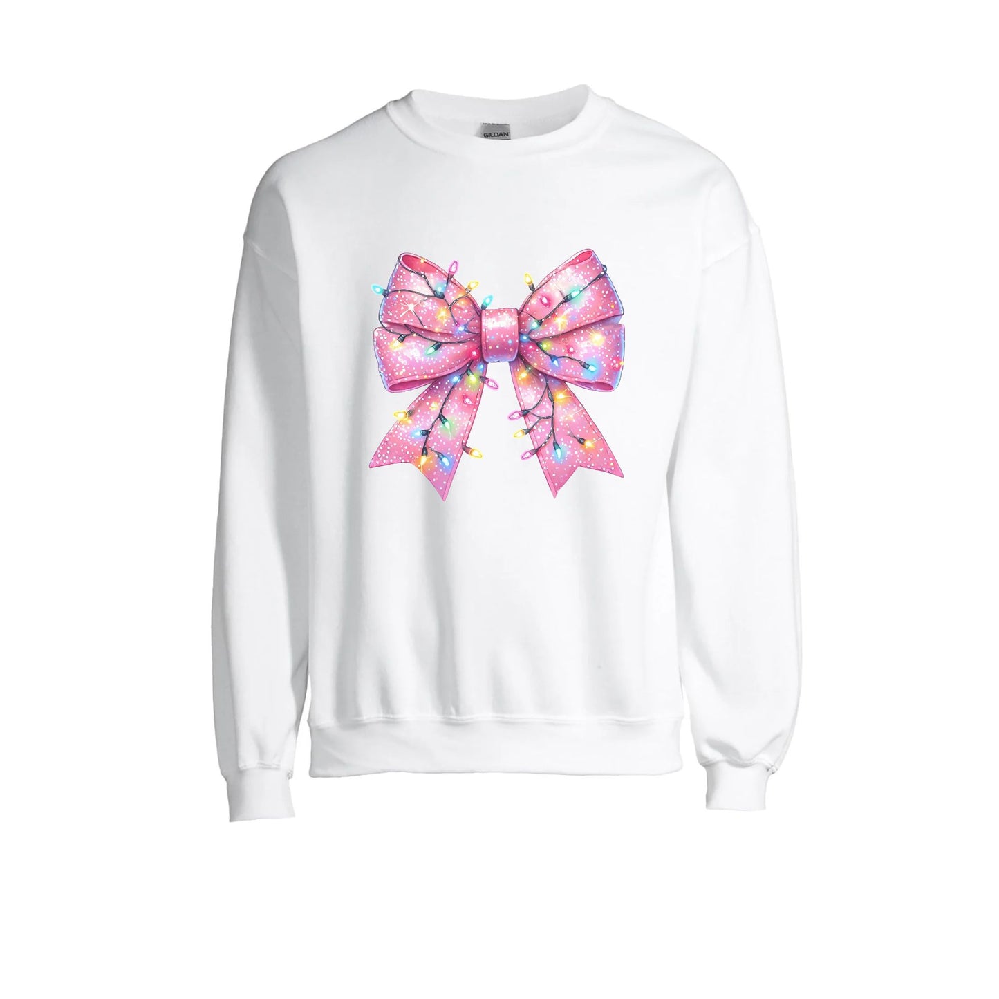 Pink bow with Christmas lights Sweatshirt