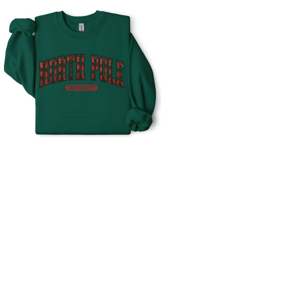 North pole university Sweatshirt- Plaid