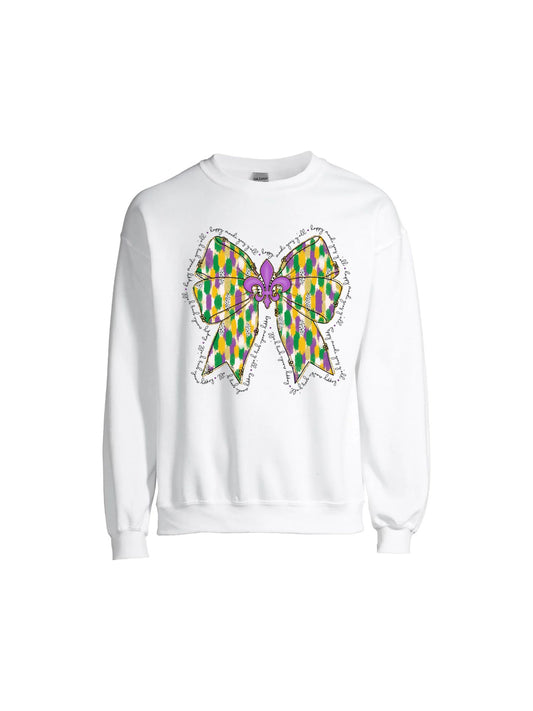 Coquette Mardi Gras Bow Sweatshirt