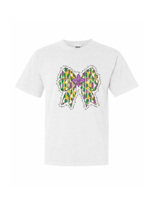 Coquette Mardi Gras Bow Tee