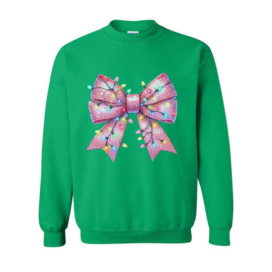 Pink bow with Christmas lights Sweatshirt