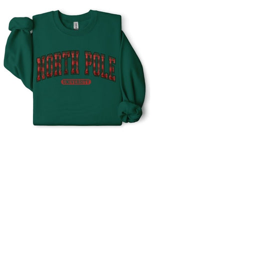 North pole university Sweatshirt- Plaid
