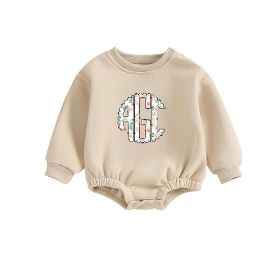 Girls floral print initial sweatshirt bubble