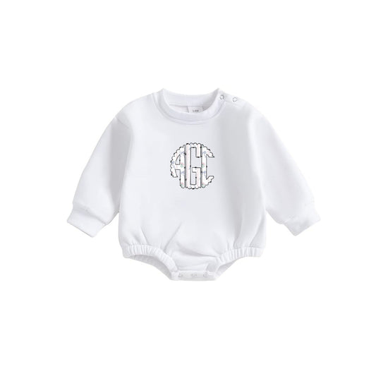 Girls Coquette Bow Initial Sweatshirt Bubble